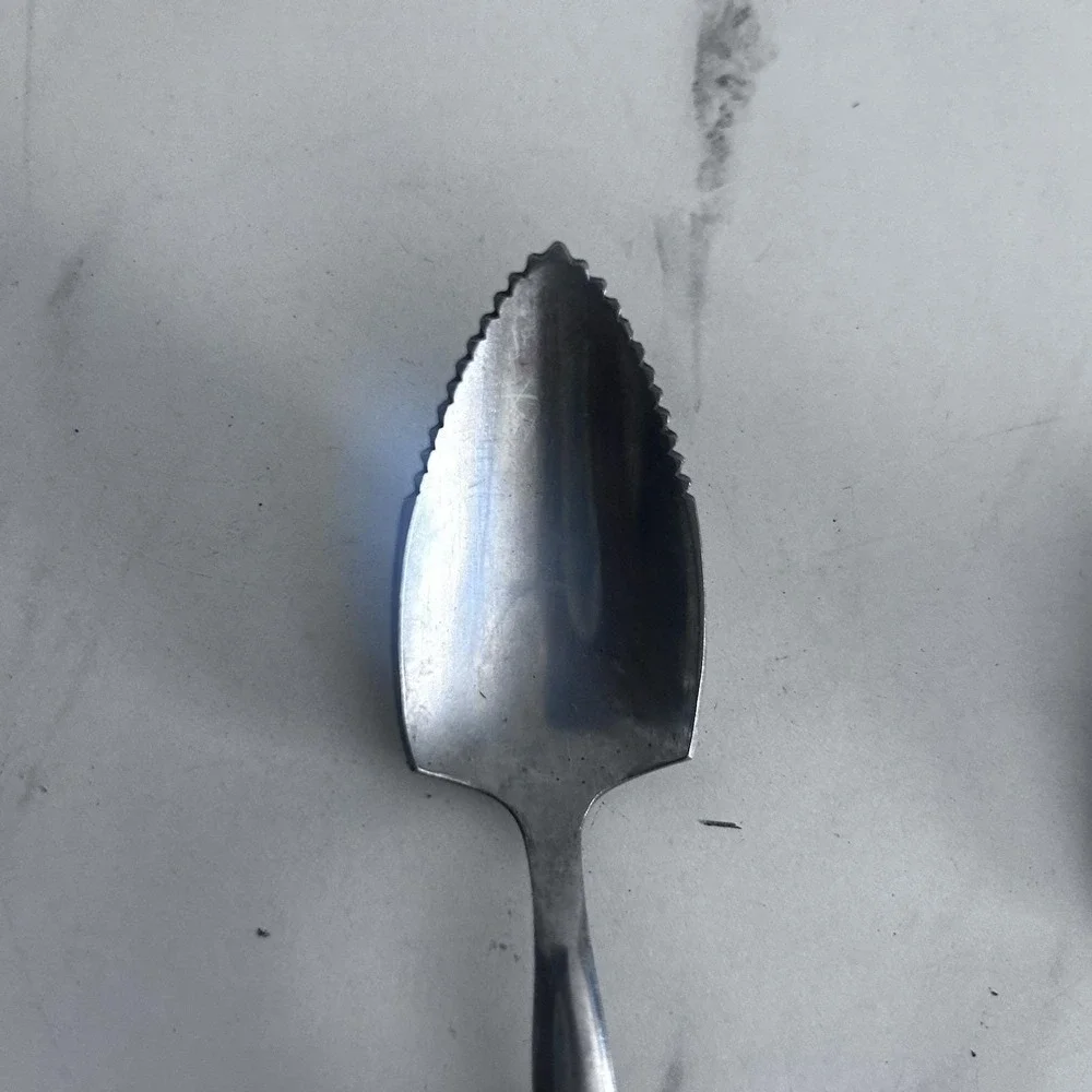 Vintage MCM Grapefruit Spoon Stainless Black Composite Japan Flatware Lot of 7 A